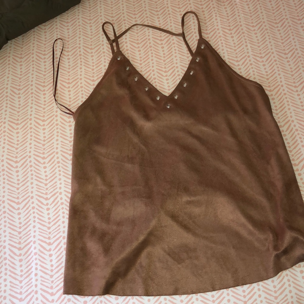 Suede dressy tank top